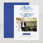 Waterverf marine indigo verlaat bruiloft foto bedankkaart (Voorkant / Achterkant)