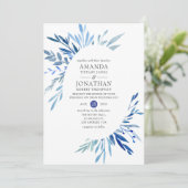 Waterverf marine indigoleves bruiloft kaart (Staand voorkant)