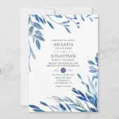 Waterverf marine indigoleves bruiloft kaart (Voorkant)