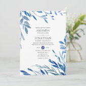 Waterverf marine indigoleves bruiloft kaart (Staand voorkant)