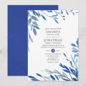 Waterverf marine indigoleves bruiloft kaart (Voorkant / Achterkant)