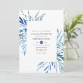 Waterverf marine indigoleves bruiloft kaart (Staand voorkant)