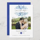 Waterverf marine indigoleves bruiloft save the date (Voorkant / Achterkant)