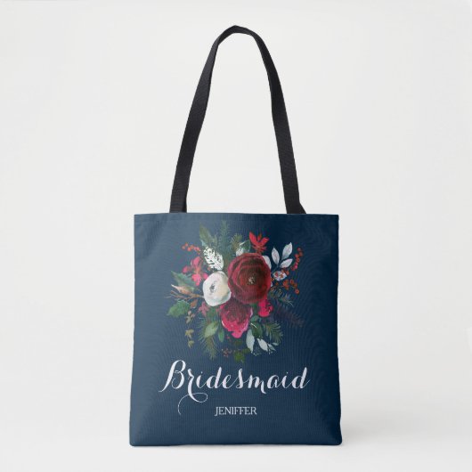 Waterverf marine rood boeket bruiloft bruidsmeisje tote bag (Voorkant)