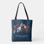 Waterverf marine rood boeket bruiloft bruidsmeisje tote bag (Achterkant)