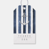 Waterverf marine streept nautische strandbruiloft cadeaulabel (Voorkant)