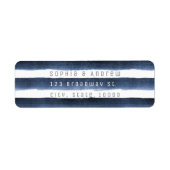 Waterverf marine streept nautische strandbruiloft etiket (Voorkant)