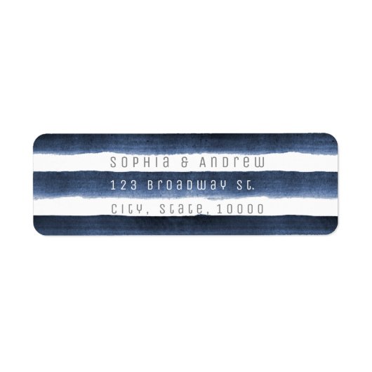 Waterverf marine streept nautische strandbruiloft etiket (Voorkant)