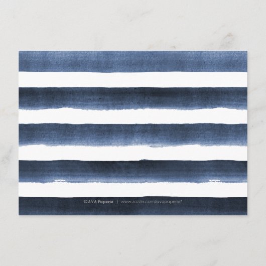 Waterverf marine strepen nautische huwelijksrecept informatiekaartje (Achterkant)