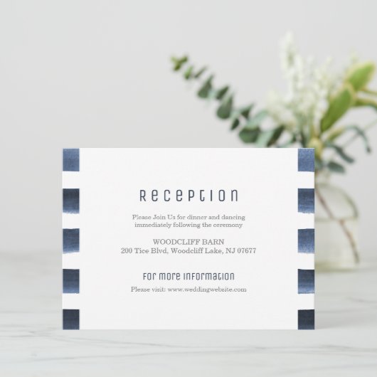 Waterverf marine strepen nautische huwelijksrecept informatiekaartje (Staand voorkant)