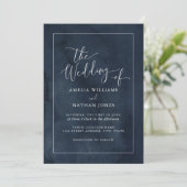 Waterverf marine trouwt kaart (Staand voorkant)