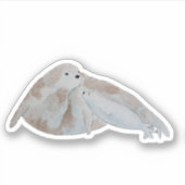 Waterverf Marine Zoogdier Moeder Baby Harp Seal Sticker (Voorkant)