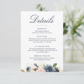 waterverf marineblauw blos bloeit bruiloft details RSVP kaartje (Staand voorkant)