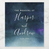 Waterverf marineblauw bruiloft wijn etiket (Enkel label)