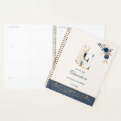 Waterverf marineblauw en gouden rozen Weddenschapp Planner (Display)