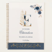 Waterverf marineblauw en gouden rozen Weddenschapp Planner (Voorkant)