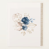 Waterverf marineblauw en gouden rozen Weddenschapp Planner (Achterkant)