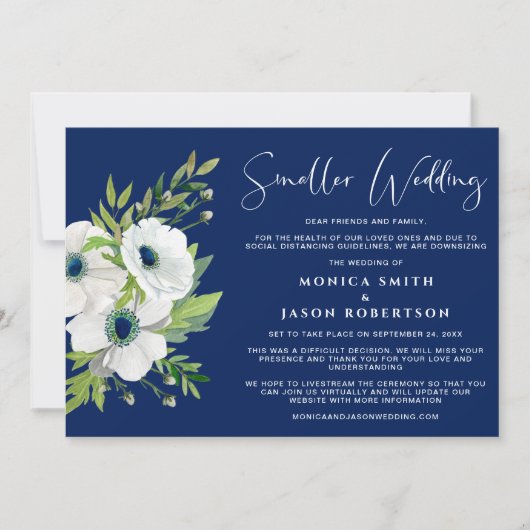 Waterverf marineblauw kleiner huwelijk aankondiging (Voorkant)