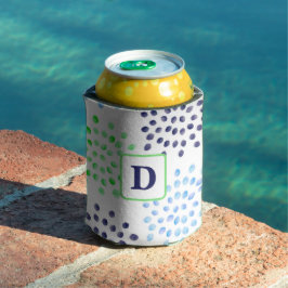 Waterverf marineblauw magnat monogram blikjeskoeler