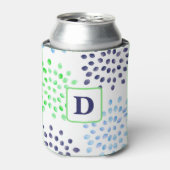 Waterverf marineblauw magnat monogram blikjeskoeler (Blikje Voorkant)