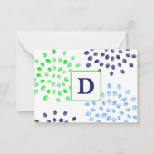 Waterverf marineblauw magnat monogram notitiekaartje (Voorkant)