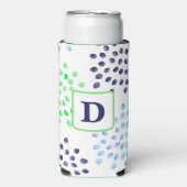 Waterverf marineblauw magnat monogram seltzer blikjeskoeler (Seltzer Voorkant)