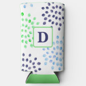 Waterverf marineblauw magnat monogram seltzer blikjeskoeler (Voorkant)