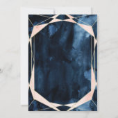 Waterverf marineblauw marmer gouden bruiloft kaart (Achterkant)