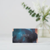 Waterverf marineblauw modern Roos goud Visitekaartje (Staand voorkant)