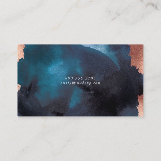 Waterverf marineblauw modern Roos goud Visitekaartje (Achterkant)