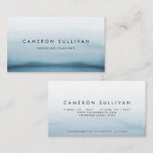 Waterverf marineblauw ombre modern visitekaartje (Voorkant / Achterkant)