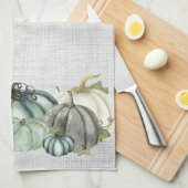 Waterverf marineblauw, wit en grijs pompoen, theedoek (Quarter Fold)