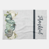 Waterverf marineblauw, wit en grijs pompoen, theedoek (Horizontaal)