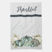 Waterverf marineblauw, wit en grijs pompoen, theedoek (Verticaal)