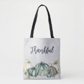Waterverf marineblauw, wit en grijs pompoen, tote bag (Voorkant)