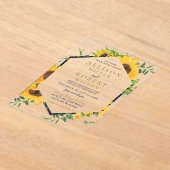 Waterverf marineblauw zonnebloem Rustic Wedding Acryl Uitnodigingen (Laagn)