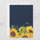 Waterverf marineblauw zonnebloem Rustic Wedding Kaart (Achterkant)
