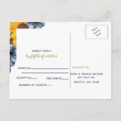 Waterverf marineblauw zonnebloem Rustic Wedding Uitnodiging Briefkaart (Achterkant)
