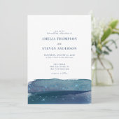 Waterverf | Marineblauwe bruiloft Kaart (Staand voorkant)