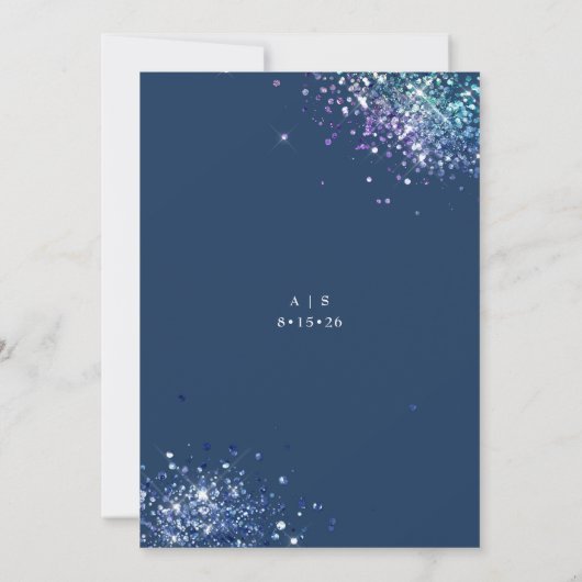 Waterverf | Marineblauwe bruiloft Kaart (Achterkant)