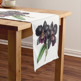 Waterverf marineblauwe en paarse orchideeën korte tafelloper