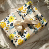 Waterverf marinegeel Boho Floral Flower Cadeaupapier