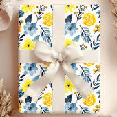 Waterverf marinegeel Boho Floral Flower Cadeaupapier