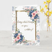 Waterverf marinekaart & Blush Weddenskaart Kaart (Gele Bloem)