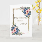 Waterverf marinekaart & Blush Weddenskaart Kaart (Gele Bloem)