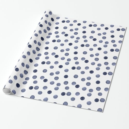 Waterverf marinekringen polka dot hand op hand cadeaupapier (Uitgerold)