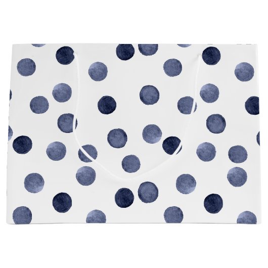 Waterverf marinekringen polka dot hand op hand groot cadeauzakje (Voorkant)