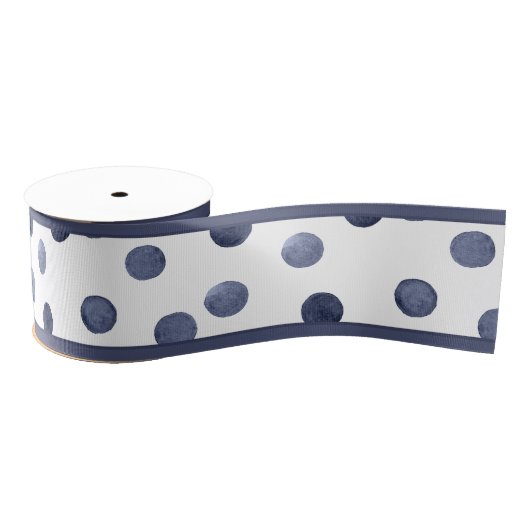 Waterverf marinekringen polka dot hand op hand grosgrain lint (Spoel)