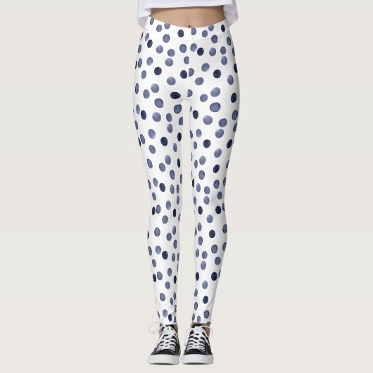 Waterverf marinekringen polka dot hand op hand leggings (Voorkant)