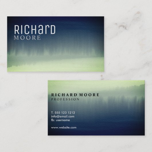 waterverf marinesblauwe en torquoise abstract visitekaartje (Voorkant / Achterkant)